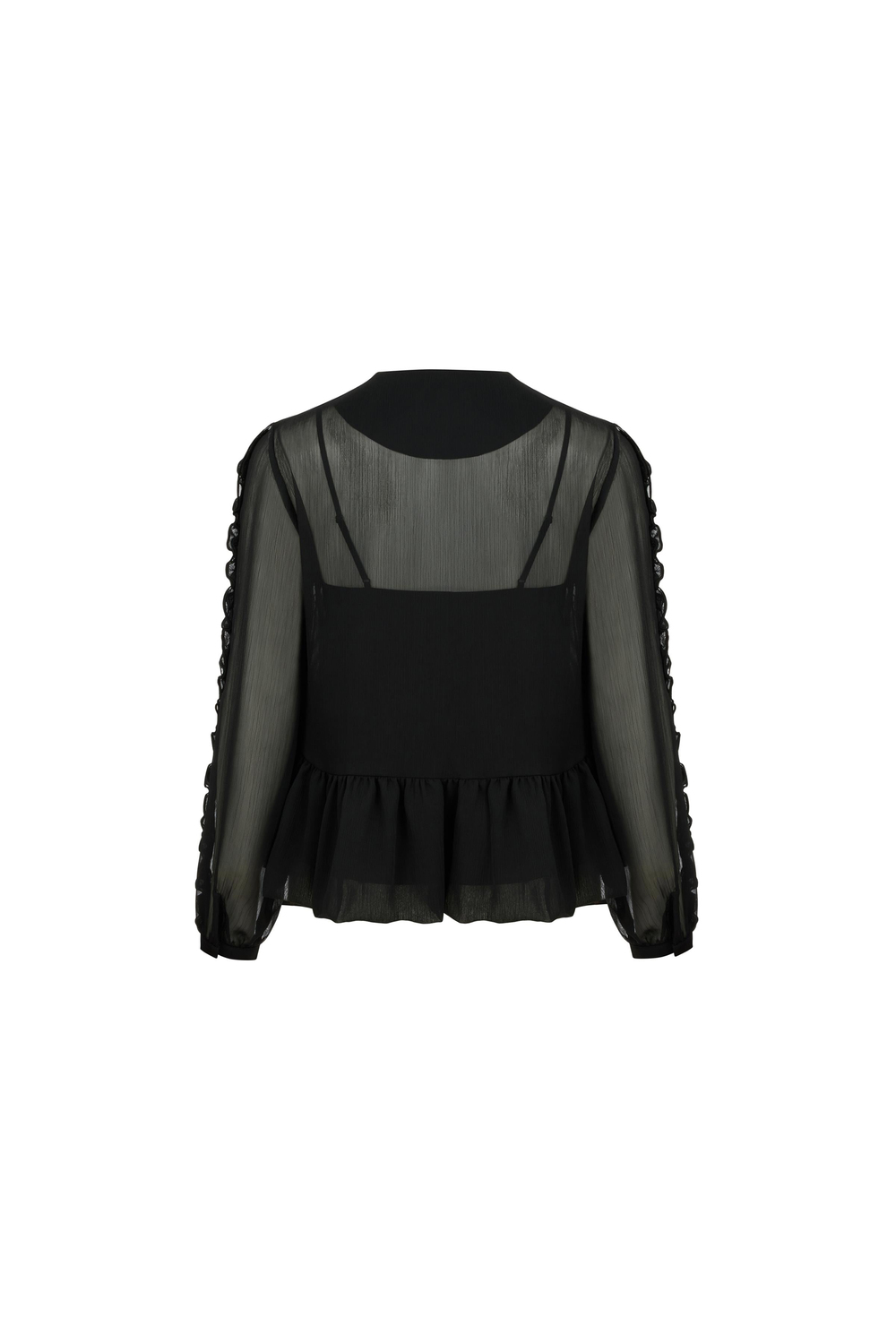 Tie-detail Pleated Chiffon Blouse Black