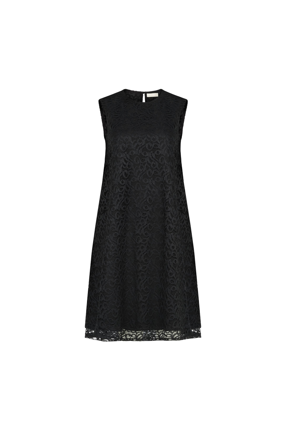 Crew-neck Lace Dress Black