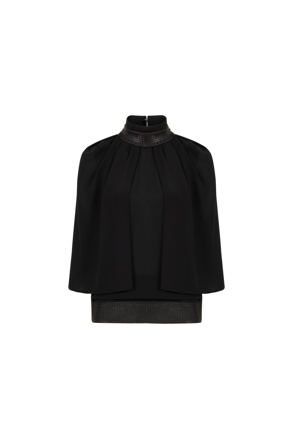 Blouse With Matte Sequin Embellishments Black
