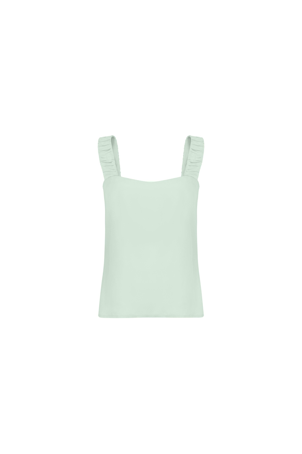 Cupro Blouse With Shirred Thick Straps Mınt