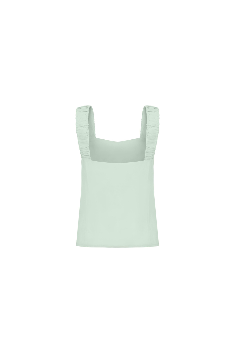 Cupro Blouse With Shirred Thick Straps Mınt
