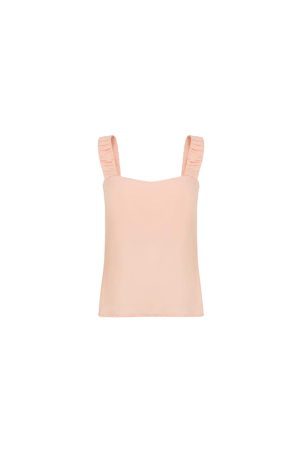 Cupro Blouse With Shirred Thick Straps Pınk