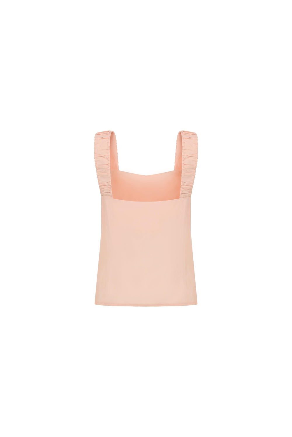 Cupro Blouse With Shirred Thick Straps Pınk