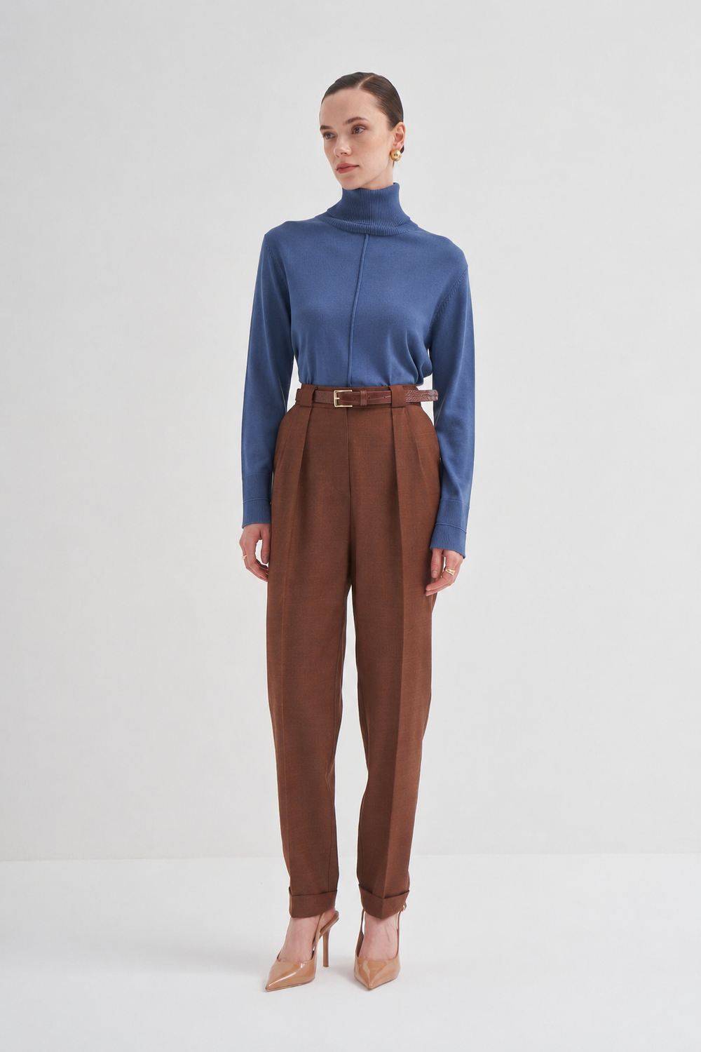 Stand Collar Knitwear Indıgo