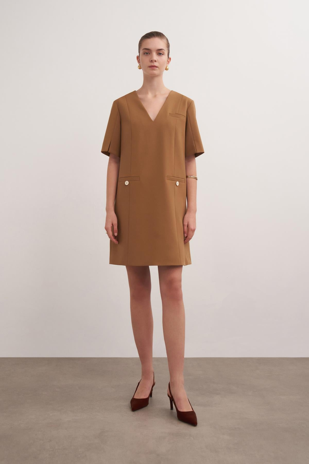 Mini Polyviscose Dress Wood
