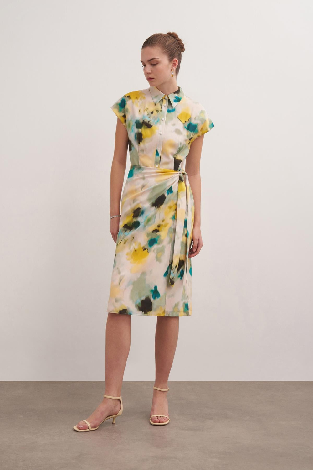 Wrap Look Patterned Tencel Dress Prınt