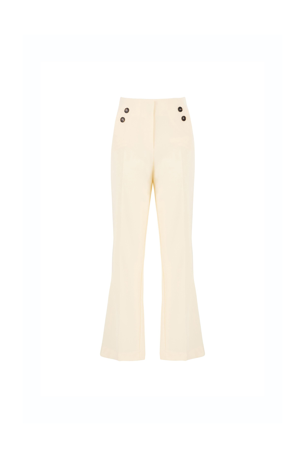 Button Detail Polyester-viscose Trousers Wınter Whıte
