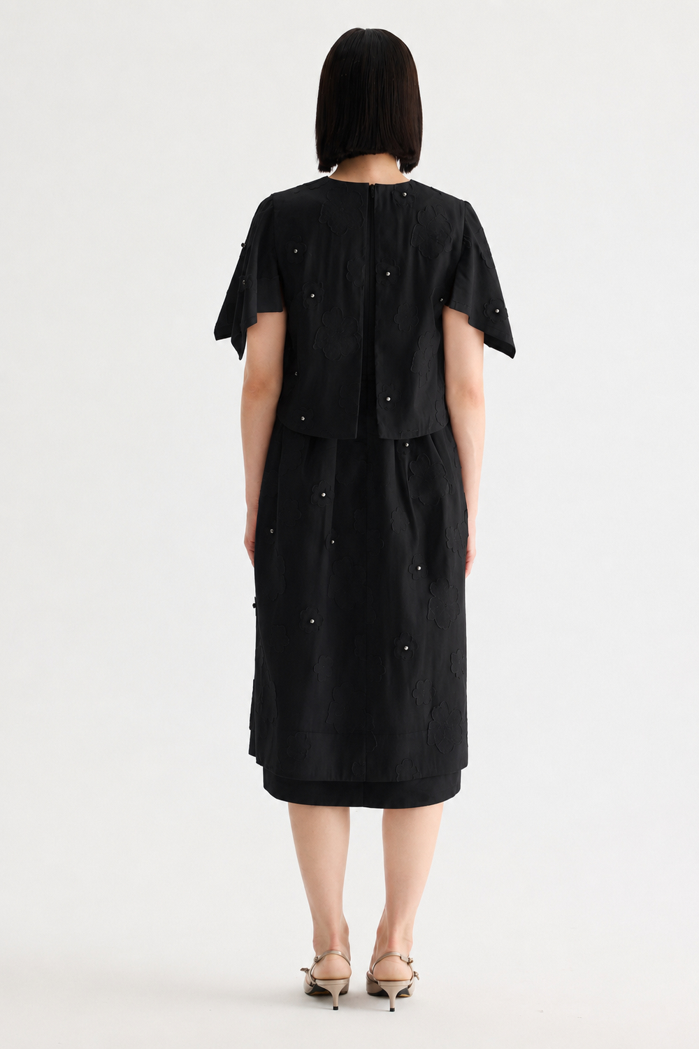 Handcrafted 3d Floral Dress Black