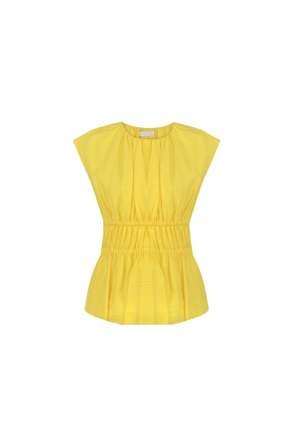 Elastik Bantlı Peplum Bluz Parlak Sarı