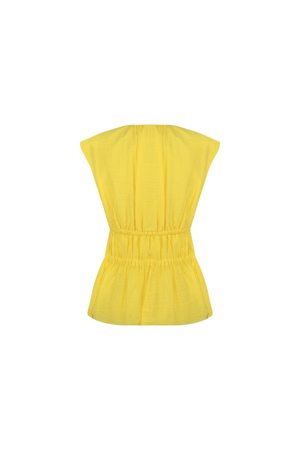 Elastik Bantlı Peplum Bluz Parlak Sarı