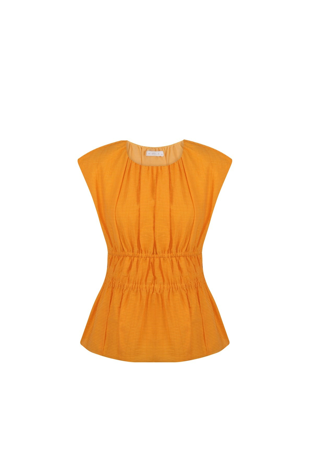 Elastik Bantlı Peplum Bluz Parlak Turuncu