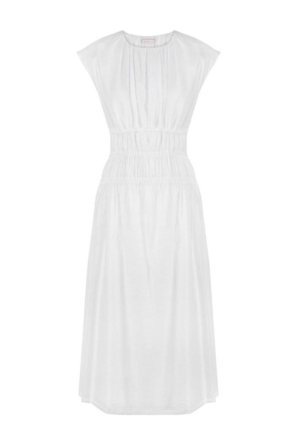 Elastik Bantlı Peplum Elbıse Beyaz