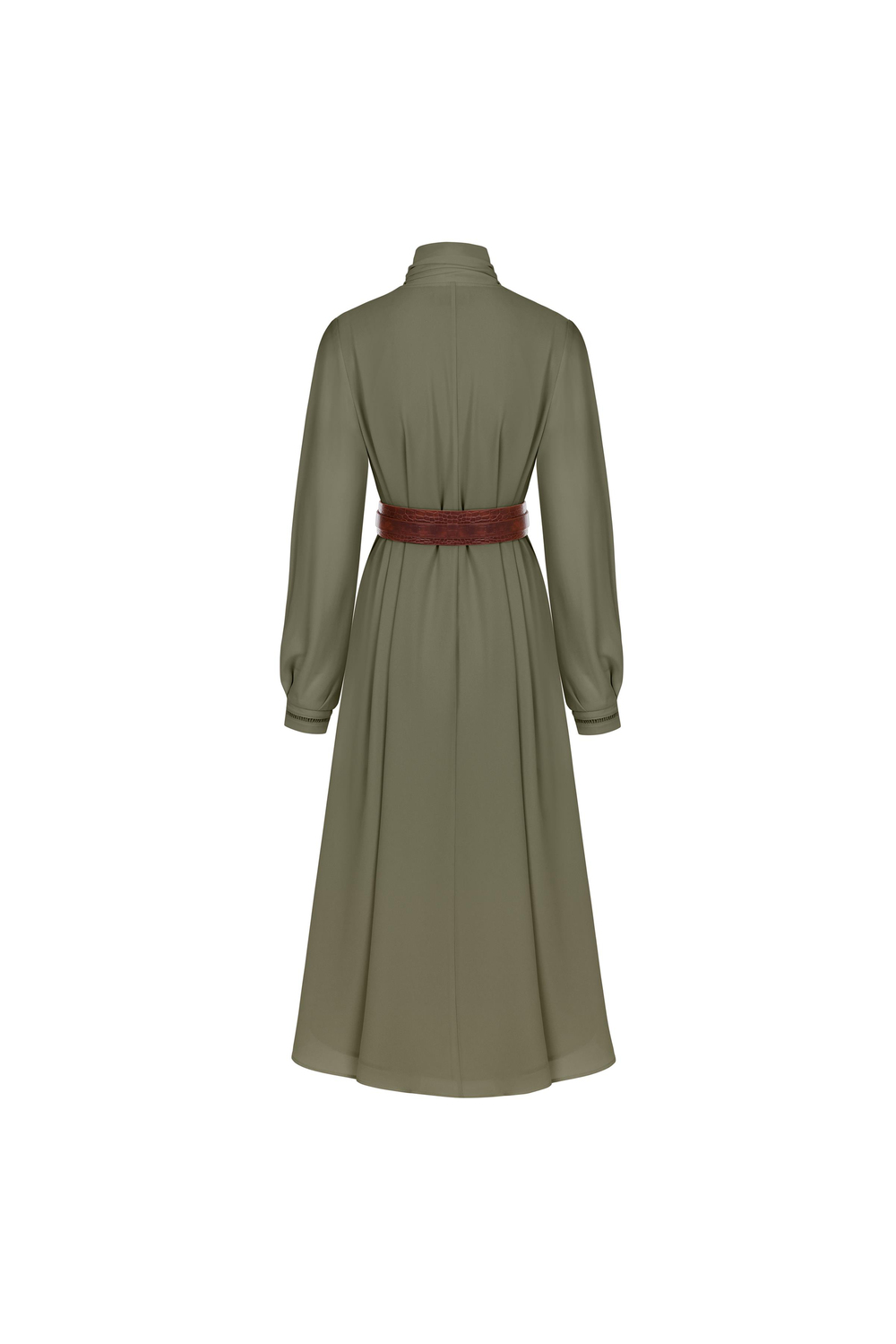 Scarf-detail Draped Dress Sea Kelp