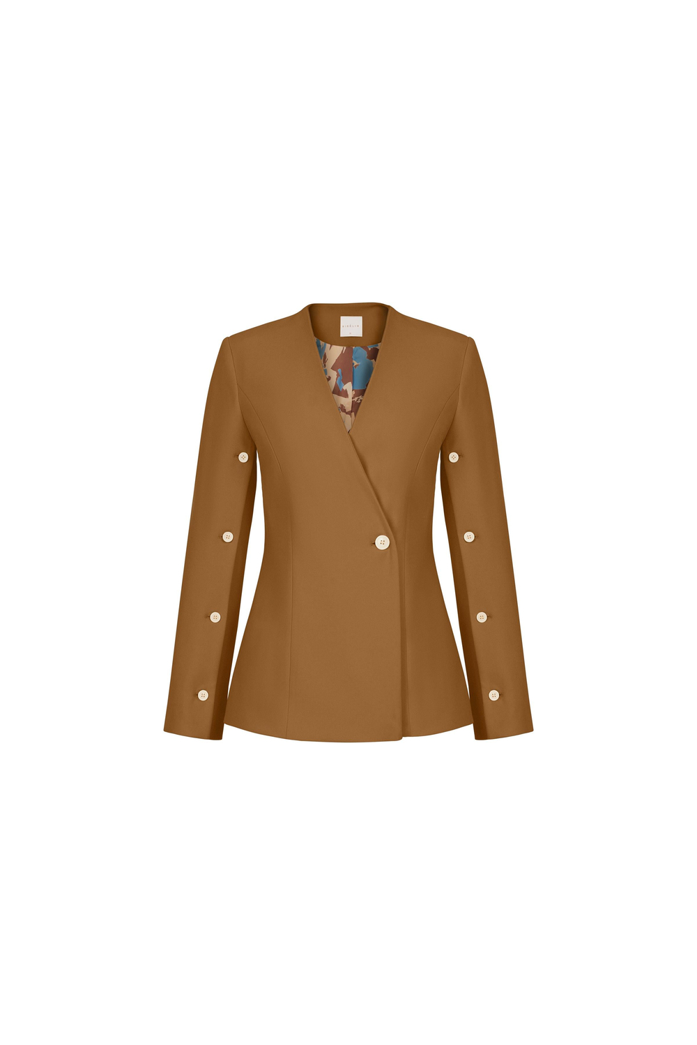 Bone-buttoned Polyviscose Jacket Wood