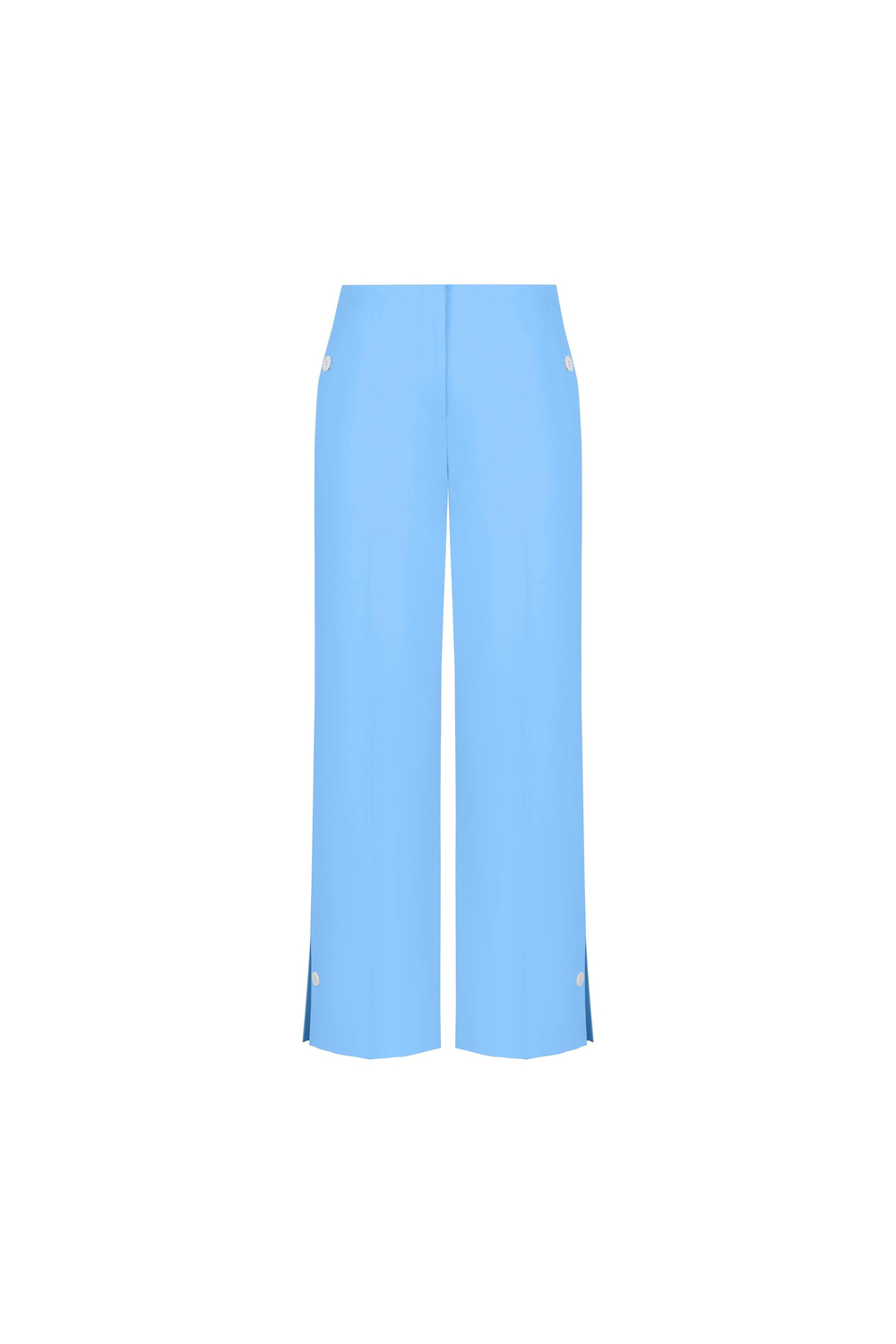 Bone-buttoned Polyviscose Trousers Basalt Blue