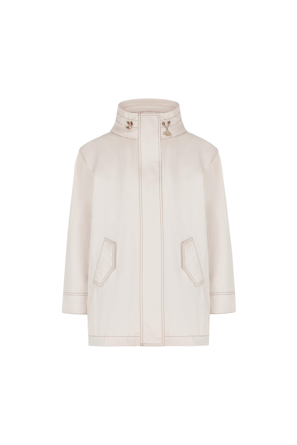 Kontrast Dikişli Trench Coat Gri