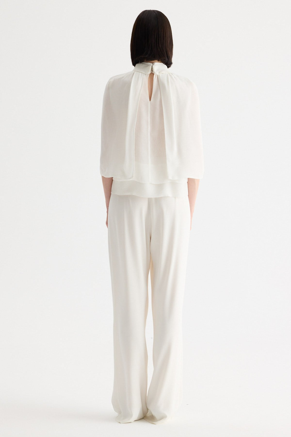 Straight-cut Trousers İn Crepe And Anver Stain Ivory