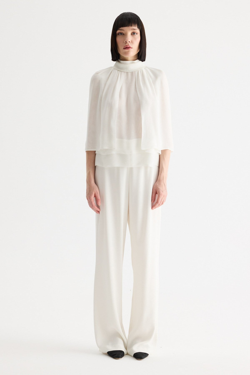Straight-cut Trousers İn Crepe And Anver Stain Ivory