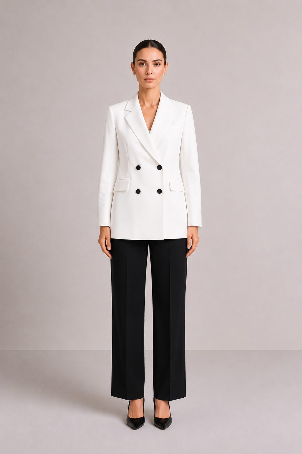 Double Breasted Jacket Off Whıte