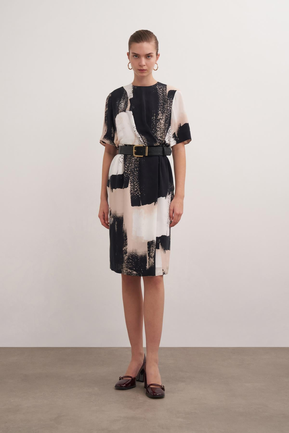 Double-breasted Patterned Cupro Dress Prınt