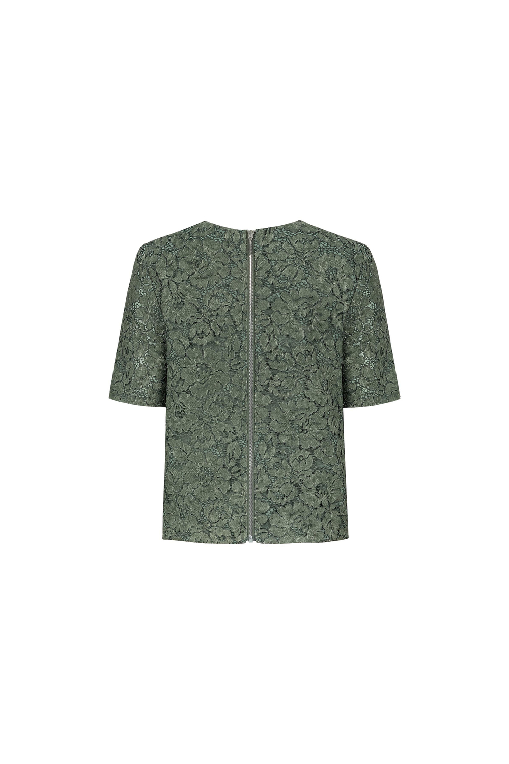 Box Form Lace Blouse Dark Green