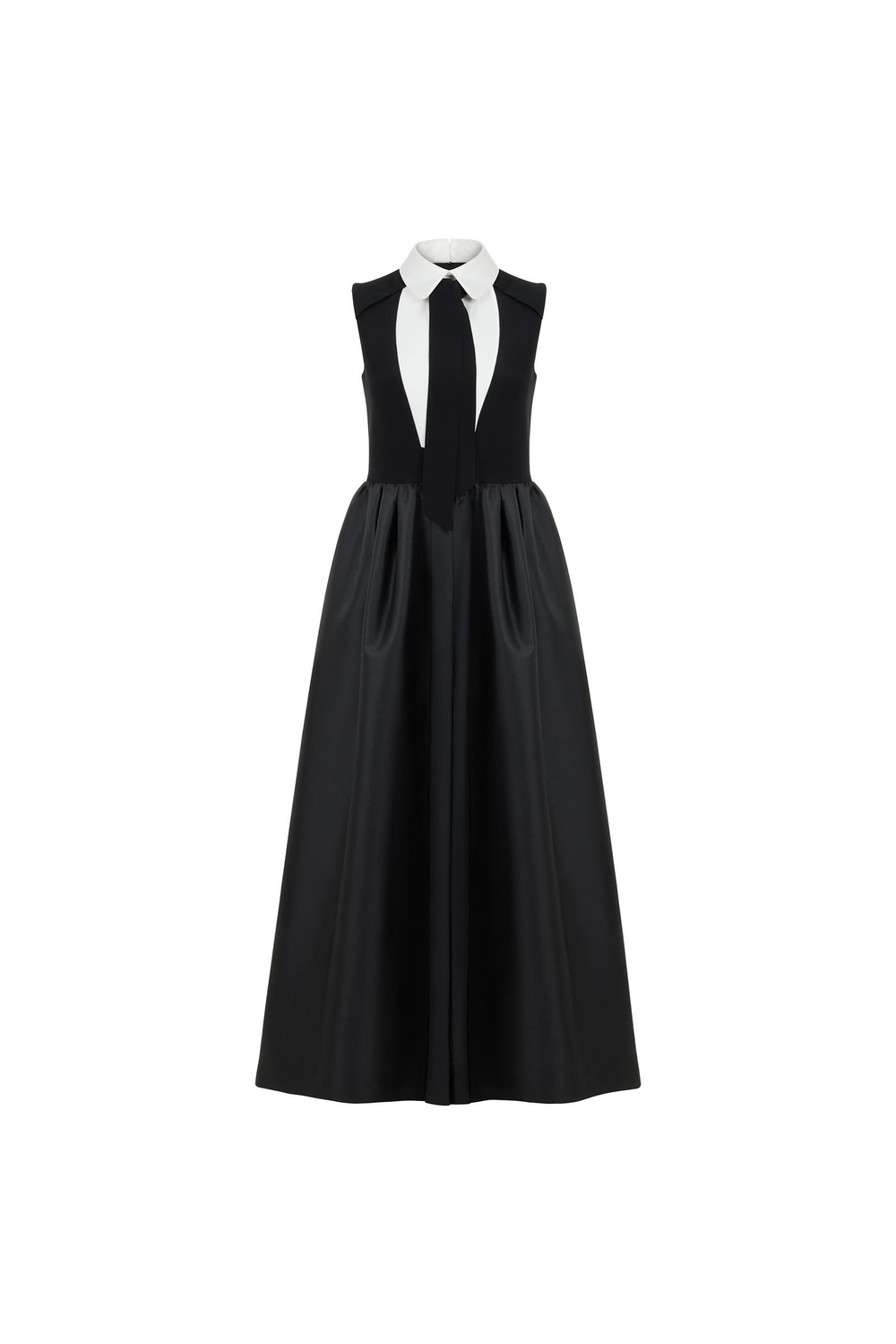 Long Dress With Tie Neck Detail Black