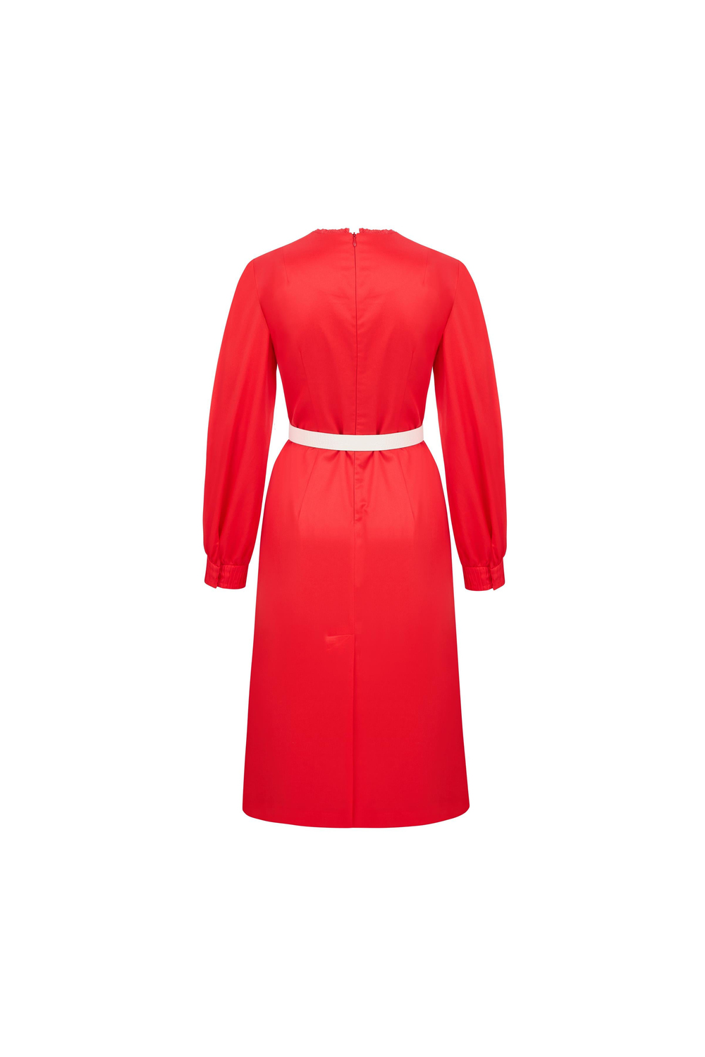 Pleat-pressing Detail Cotton Dress Red