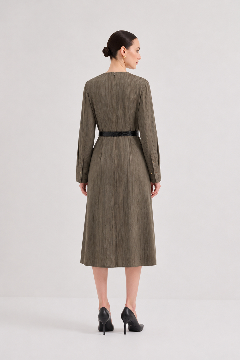 Pleated Detail Dress Ivy Green