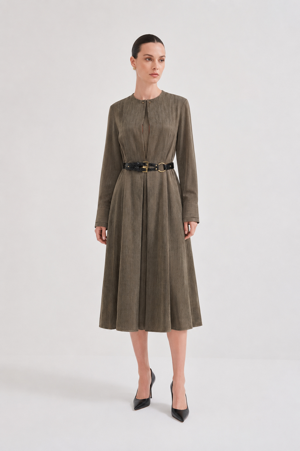 Pleated Detail Dress Ivy Green