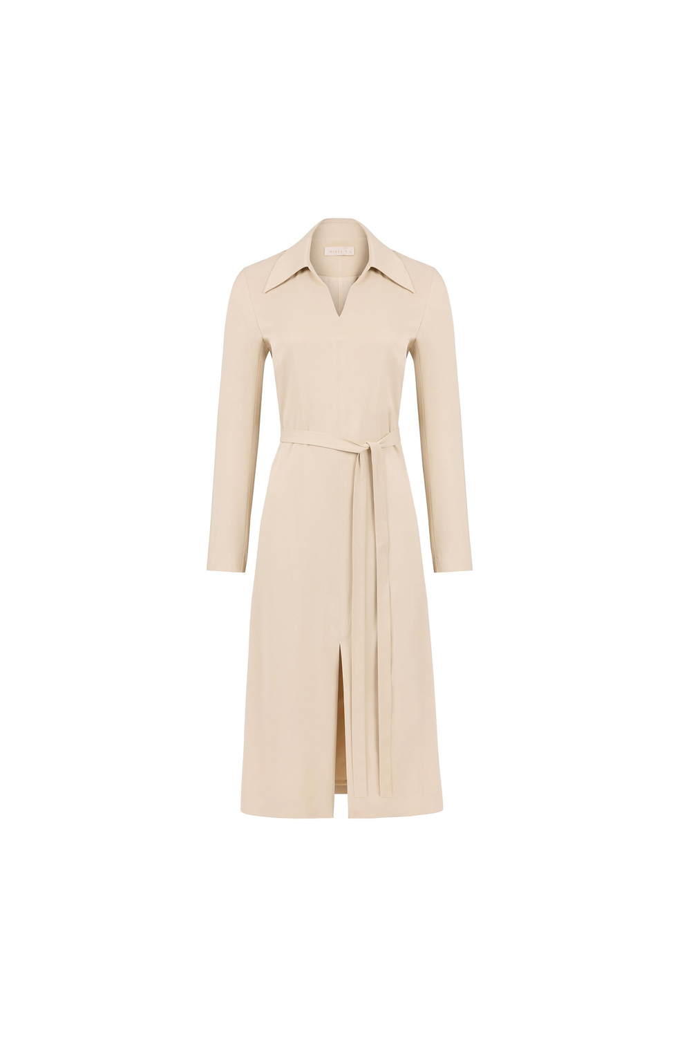 Shirt Collar Viscose Dress Stone