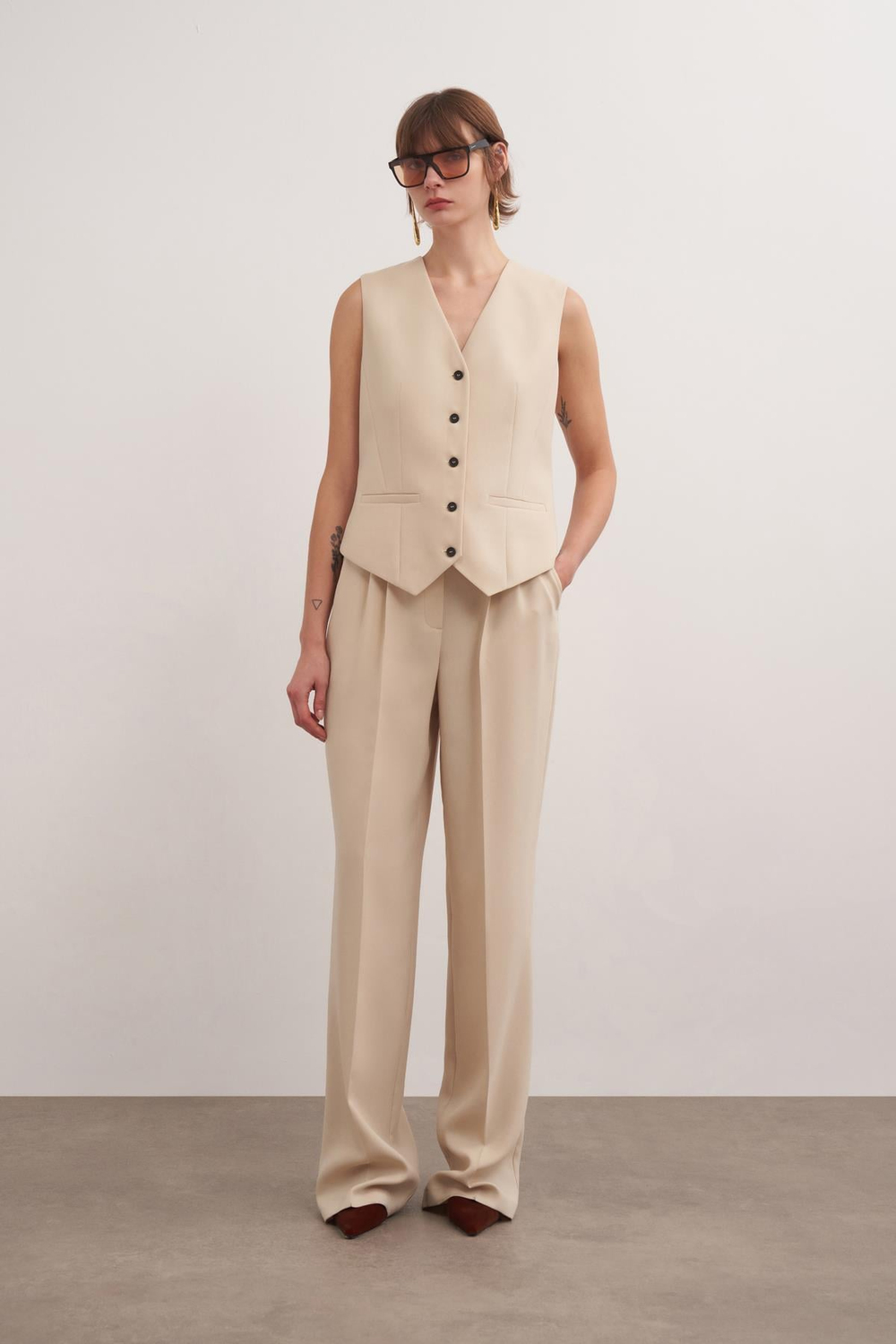 Fit-form Polyviscose Vest Lıght Gold