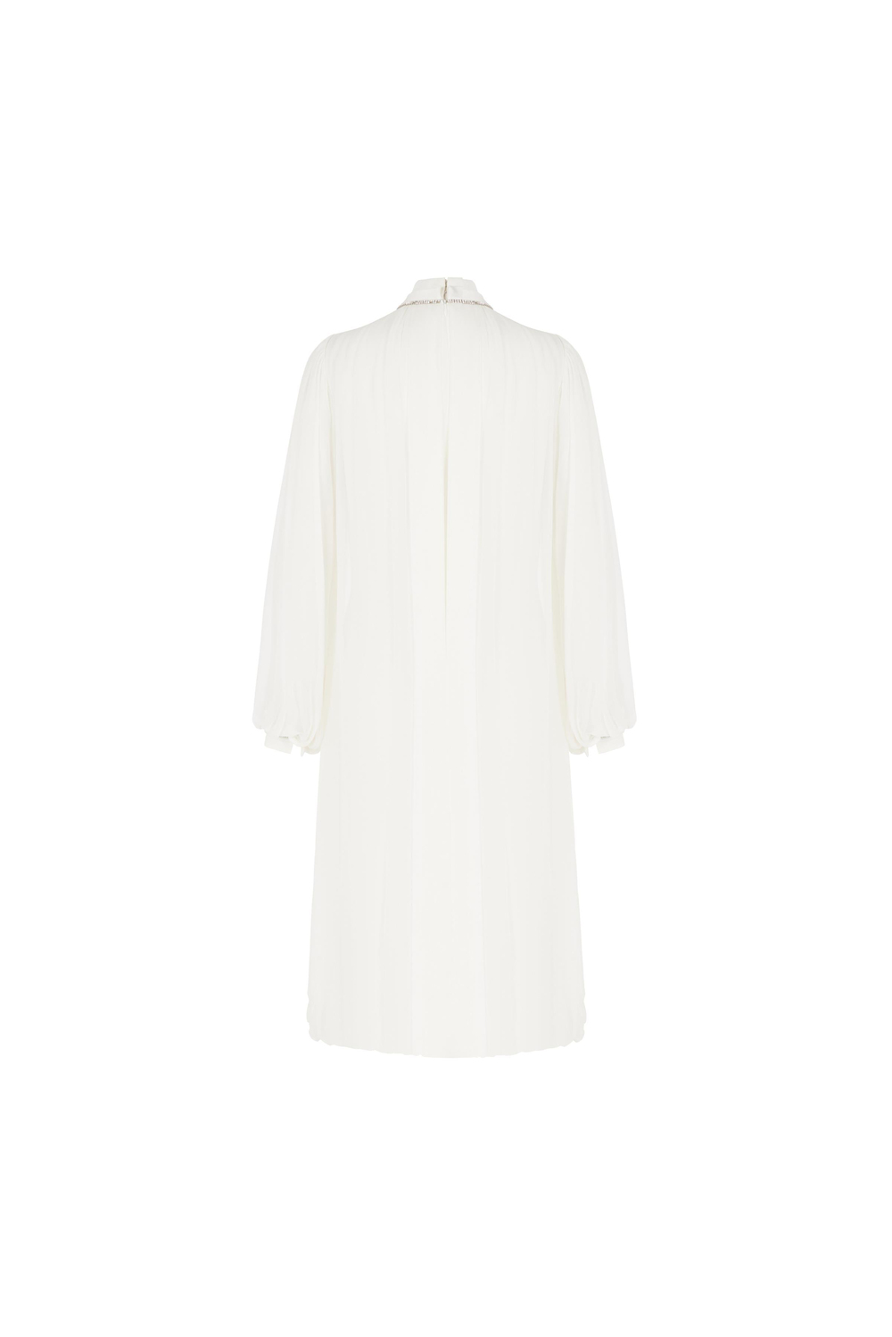 Chiffon Dress With Waterfall Neckline And Crystal Stone Embellishments Ivory