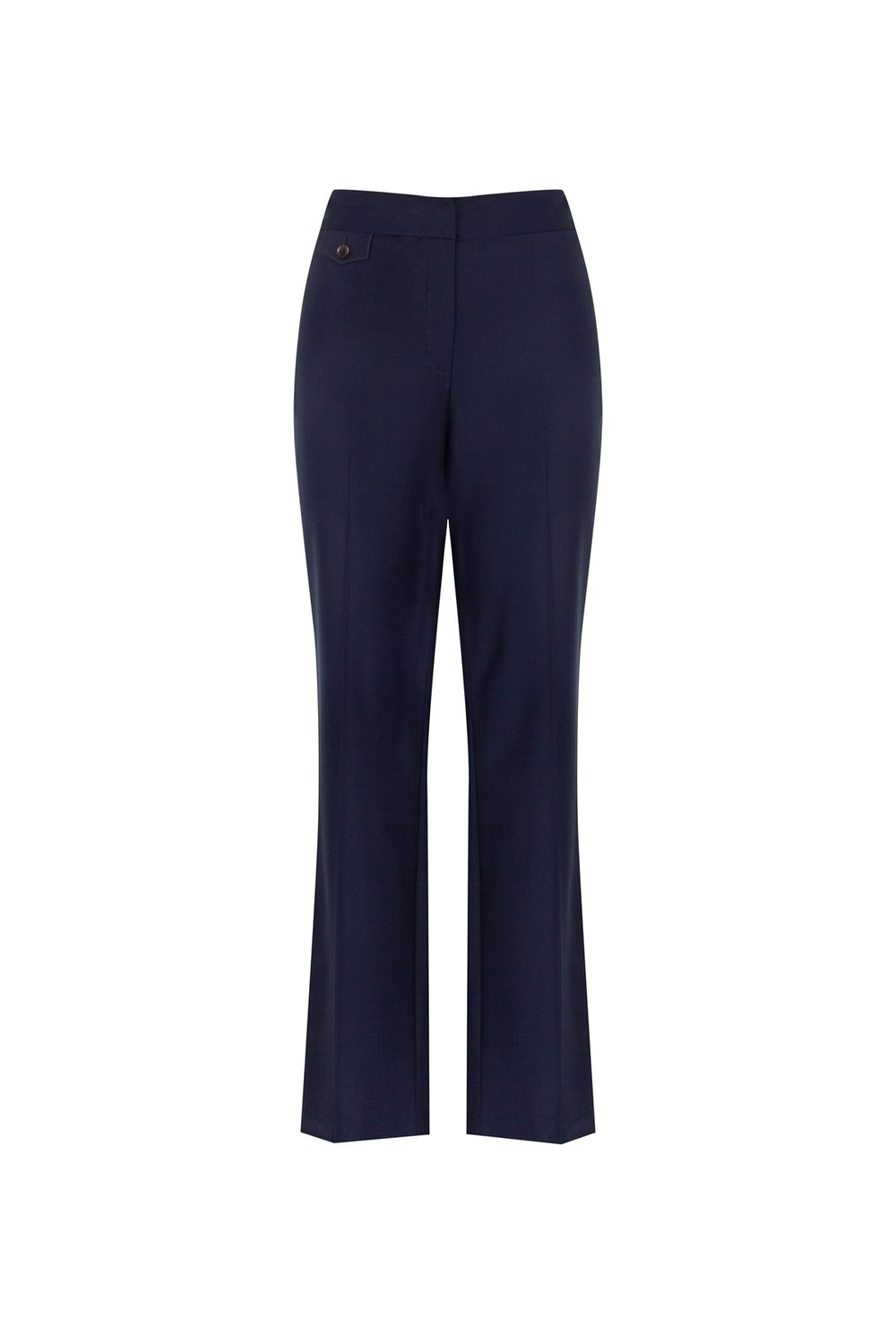 Wool Blend Button Detailed Trousers Navy