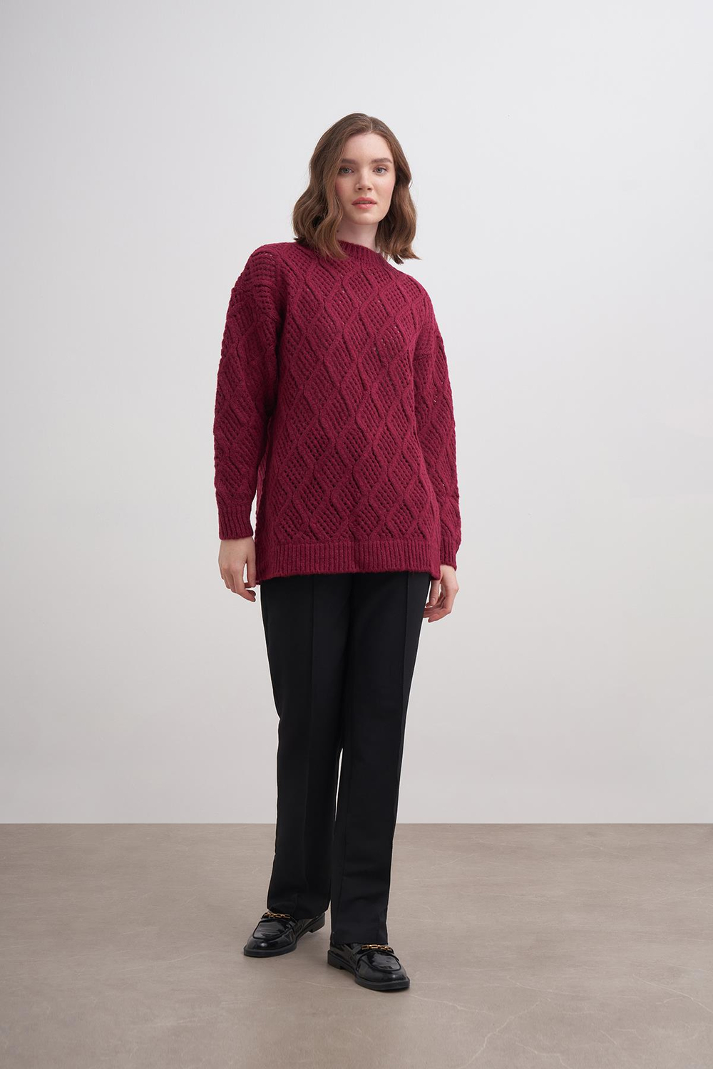Ajur Baklava Kazak Br7029 Bordo