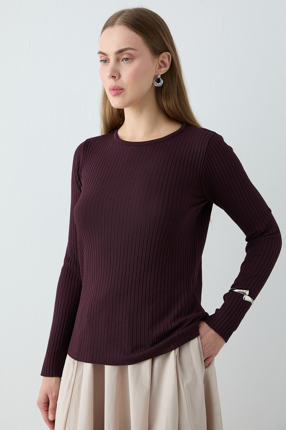 Geniş Fitilli Body Bordo