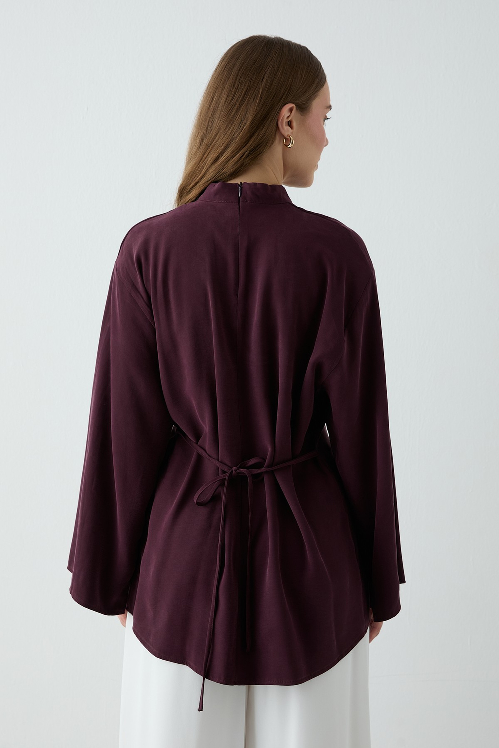 Yırtmaçlı Bluz Bordo