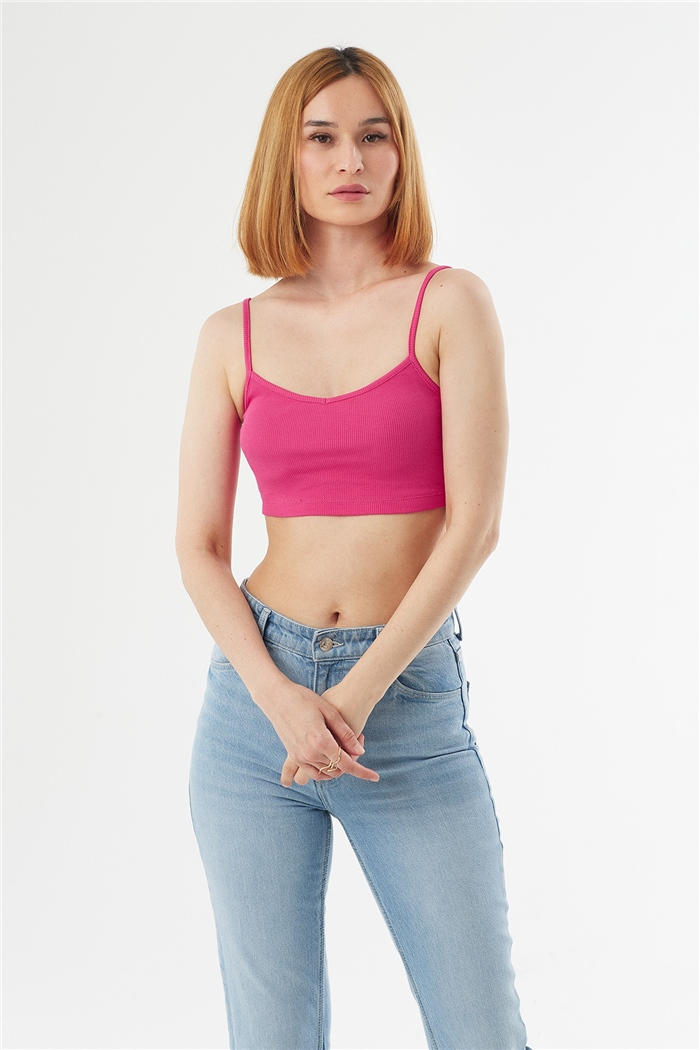 Avrile ASKILI KAŞKORSE CROP  FUŞYA  A22-10566
