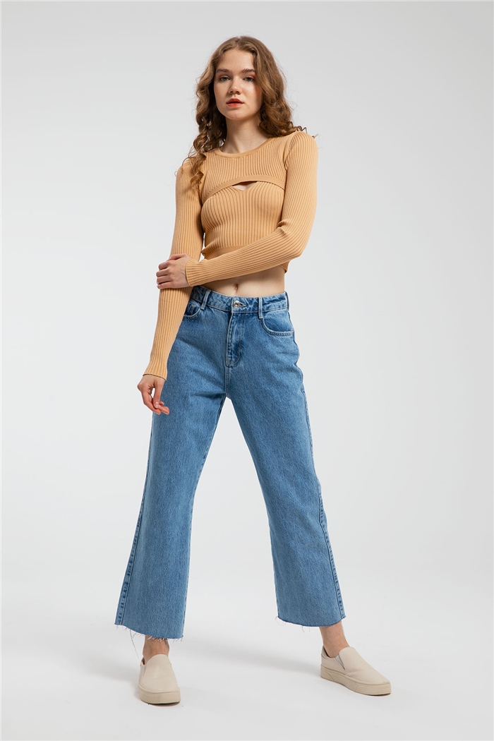 Avrile Atletli Kısa Triko Kazak  CAMEL  A91707-S