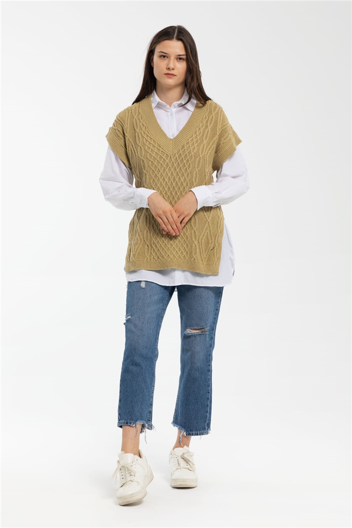 Avrile Baklava Desenli Triko Tunik  MİNT YEŞİLİ  A91676-S