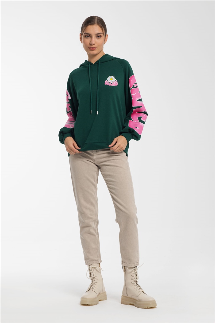 Avrile Baskılı Sweatshirt  ZÜMRÜT  A21-10508