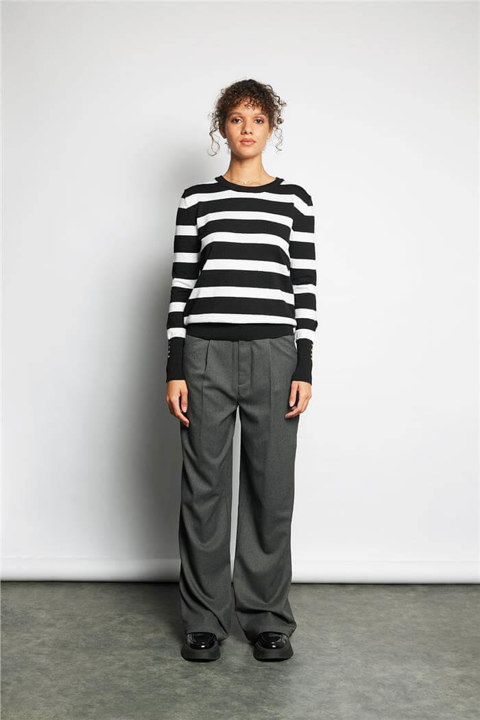 Avrile  Çizgili Triko Bluz SİYAH-BEYAZ A92594-S