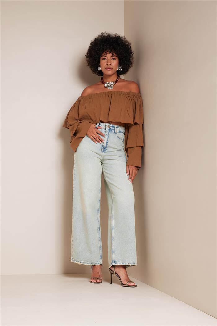 Avrile  GENİŞ KESİM DENIM PANTOLON AÇIK MAVİ AP25-252