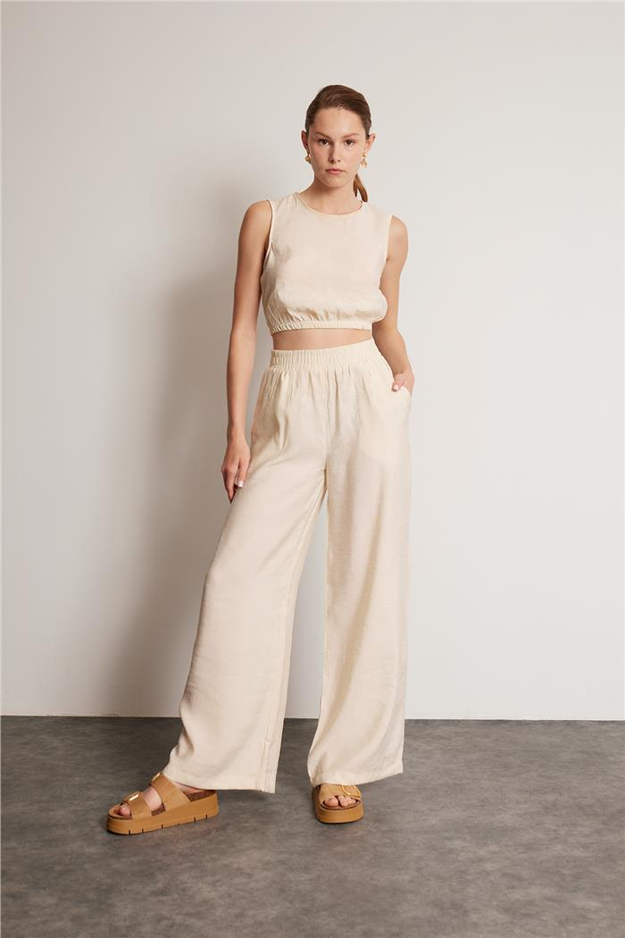 Avrile Kadın BELİ LASTİKLİ CROP EKRU A24-10287