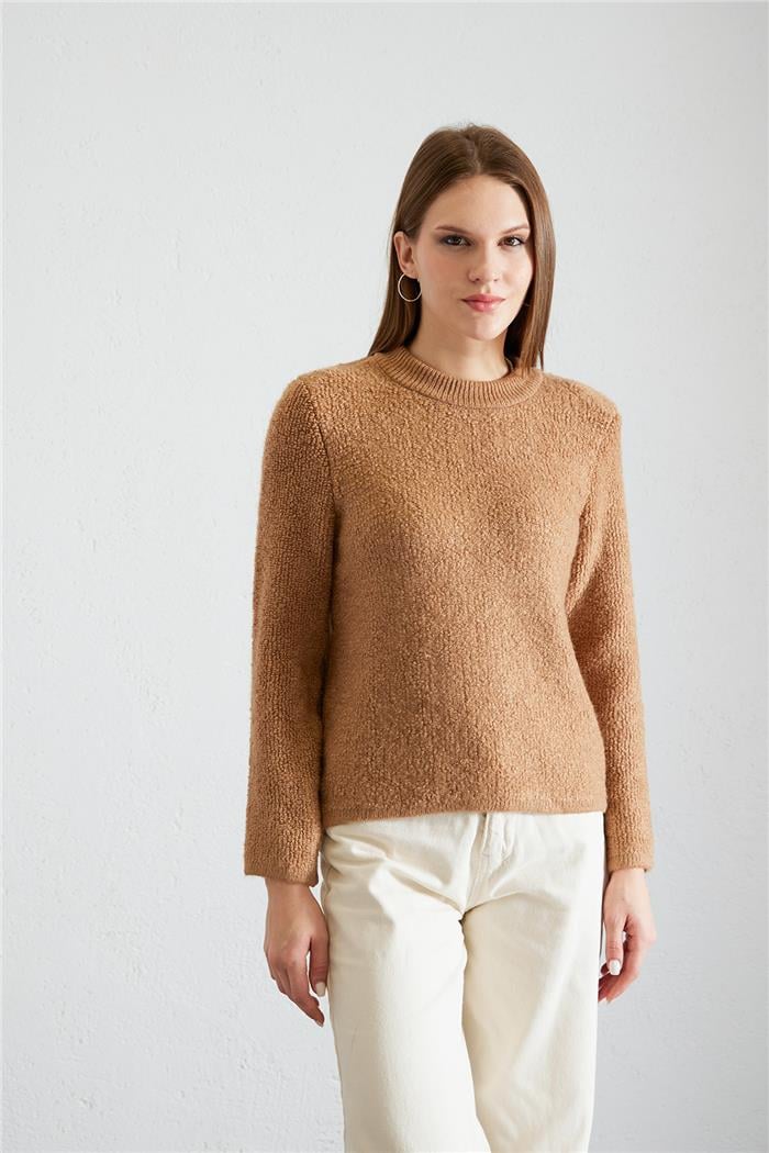 Avrile Kadın Bisiklet Yaka Triko Kazak CAMEL A92460-S