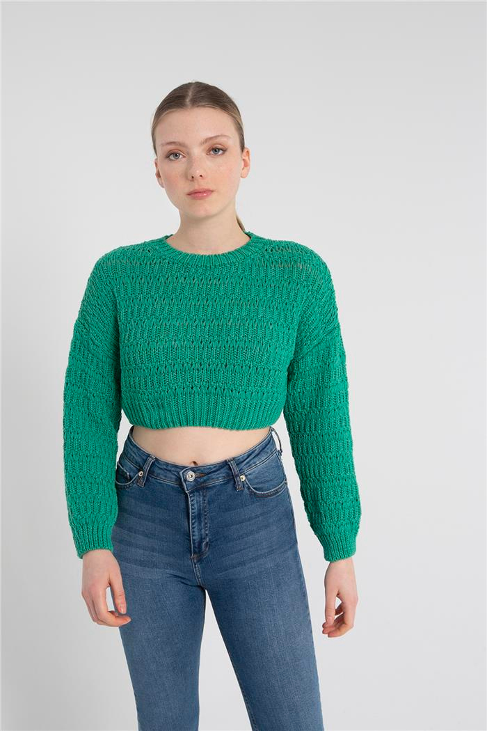 Avrile Kadın Desenli Crop Kazak BENETTON A92239-S