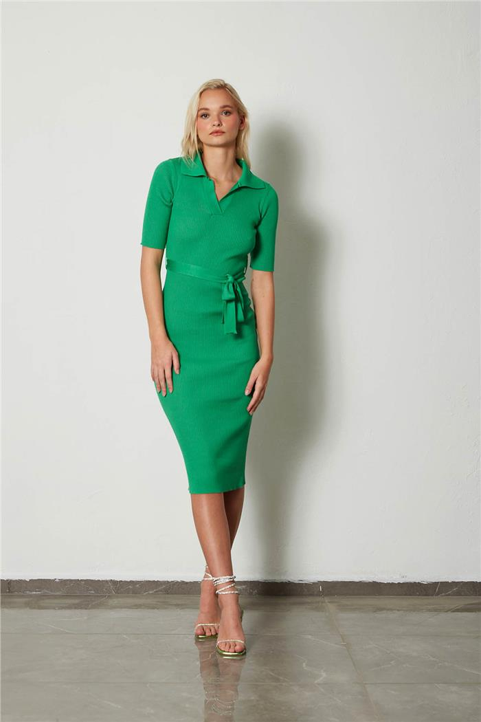 Avrile Kadın Polo Yaka Triko Elbise BENETTON A92040-S