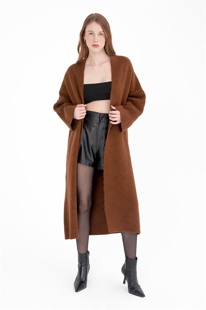 Avrile Kadın Salaş Triko Hırka KAHVE A91828-S