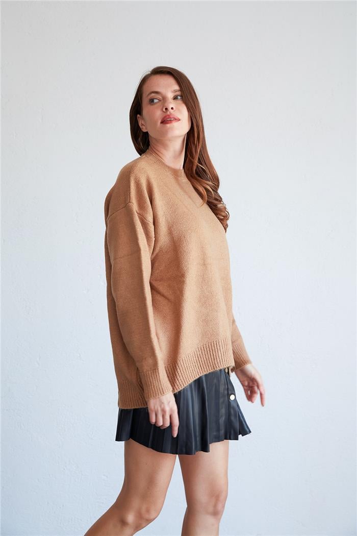 Avrile Kadın Salaş Triko Kazak CAMEL A91855-S
