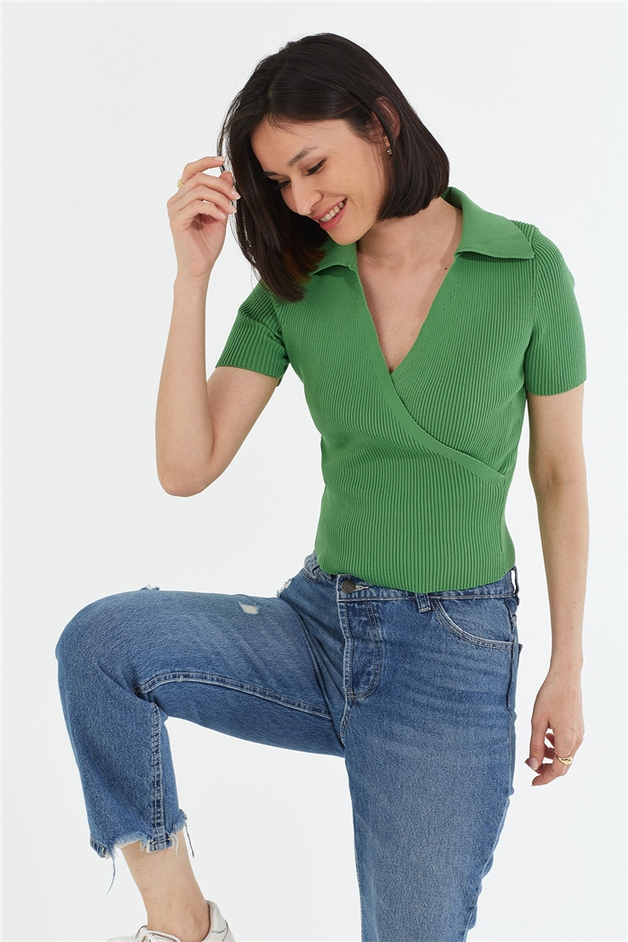 Avrile Kruvaze Polo Yaka Kazak  BENETTON  A92051-S