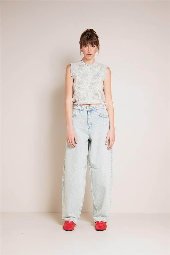 Avrile  PENS DETAYLI DENIM PANTOLON AÇIK MAVİ AP25-251
